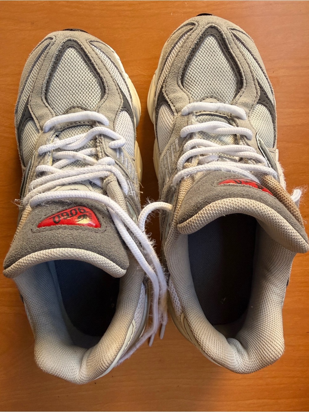 New Balance Women's Sneakers in Gray, White and Red Accent